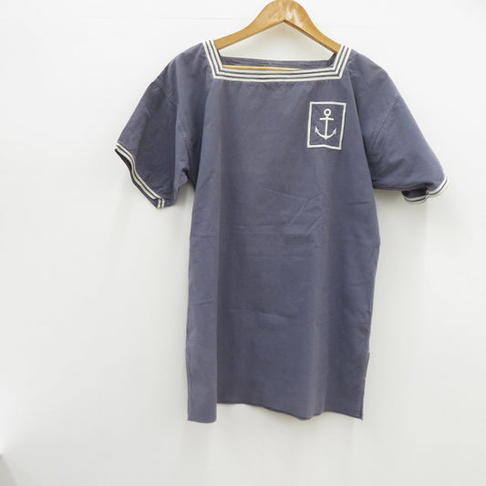 フランス軍 セーラーシャツ 半袖シャツ ネイビー サイズ：不明【瀬戸大橋店】