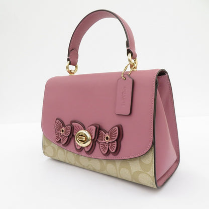 COACH | コーチ ティリー トップハンドル バタフライ アップリケ ハンドバッグ B2022-2306 ピンク × ベージュ