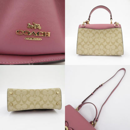 COACH | コーチ ティリー トップハンドル バタフライ アップリケ ハンドバッグ B2022-2306 ピンク × ベージュ