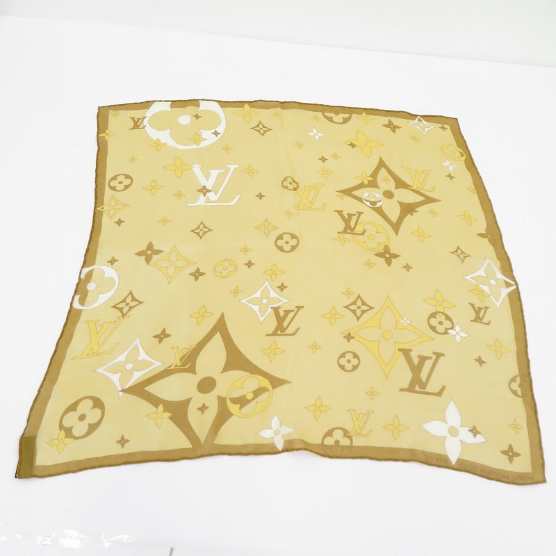 LOUIS VUITTON | ルイ・ヴィトン モノグラム シルク100% ハンカチ ブラウン