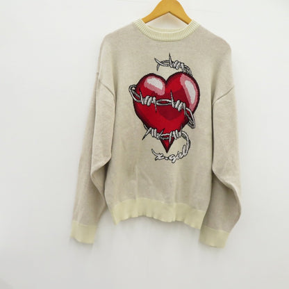 【中古】X-girl | エックスガール HEART BARBED WIRE JACQUARD KNIT TOP ニット 105244015004 ベージュ サイズ：FreeSize【瀬戸大橋店】