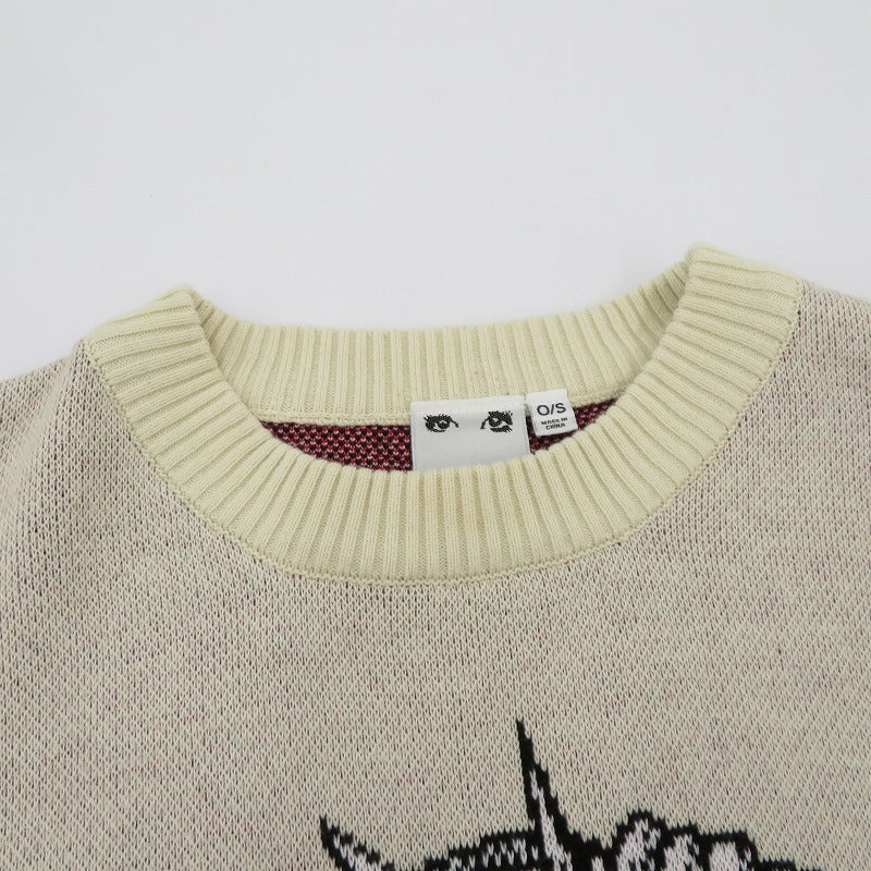 【中古】X-girl | エックスガール HEART BARBED WIRE JACQUARD KNIT TOP ニット 105244015004 ベージュ サイズ：FreeSize【瀬戸大橋店】