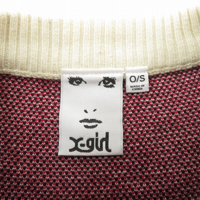 【中古】X-girl | エックスガール HEART BARBED WIRE JACQUARD KNIT TOP ニット 105244015004 ベージュ サイズ：FreeSize【瀬戸大橋店】