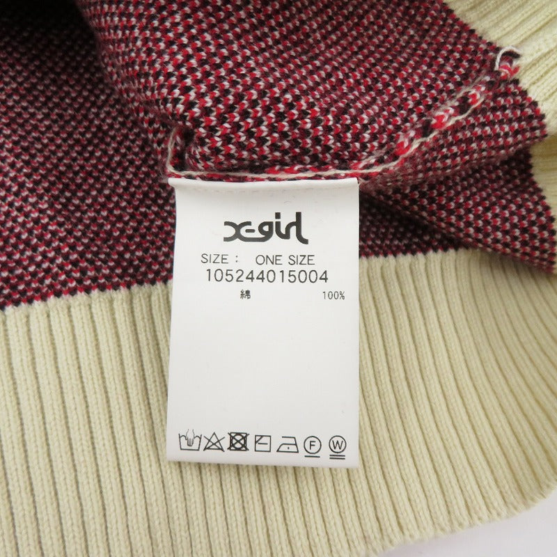 【中古】X-girl | エックスガール HEART BARBED WIRE JACQUARD KNIT TOP ニット 105244015004 ベージュ サイズ：FreeSize【瀬戸大橋店】
