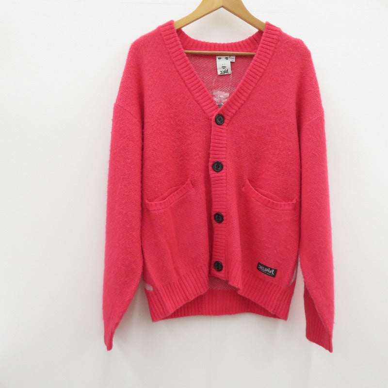 【中古】X-girl | エックスガール FACE JACQUARD KNIT CARDIGAN カーディガン 105253015006 ピンク サイズ：S【瀬戸大橋店】
