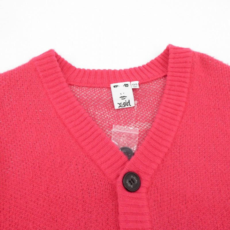 【中古】X-girl | エックスガール FACE JACQUARD KNIT CARDIGAN カーディガン 105253015006 ピンク サイズ：S【瀬戸大橋店】