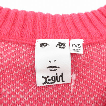 【中古】X-girl | エックスガール FACE JACQUARD KNIT CARDIGAN カーディガン 105253015006 ピンク サイズ：S【瀬戸大橋店】