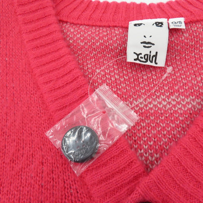 【中古】X-girl | エックスガール FACE JACQUARD KNIT CARDIGAN カーディガン 105253015006 ピンク サイズ：S【瀬戸大橋店】