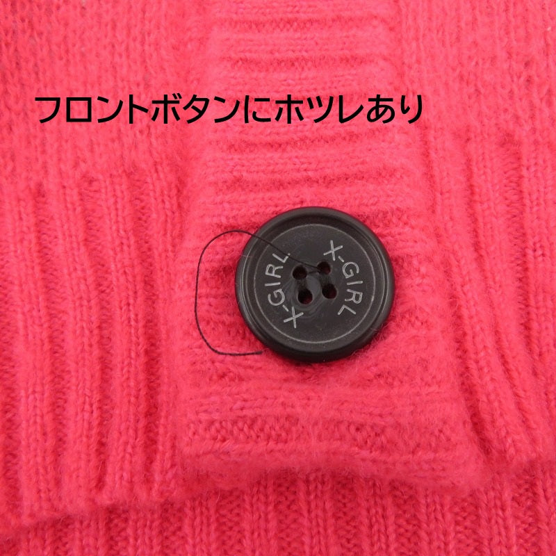 【中古】X-girl | エックスガール FACE JACQUARD KNIT CARDIGAN カーディガン 105253015006 ピンク サイズ：S【瀬戸大橋店】