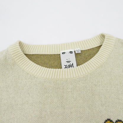 【中古】X-girl | エックスガール POP LOGO JACQUARD KNIT TOP ニット 105243015003 ベージュ サイズ：FreeSize【瀬戸大橋店】