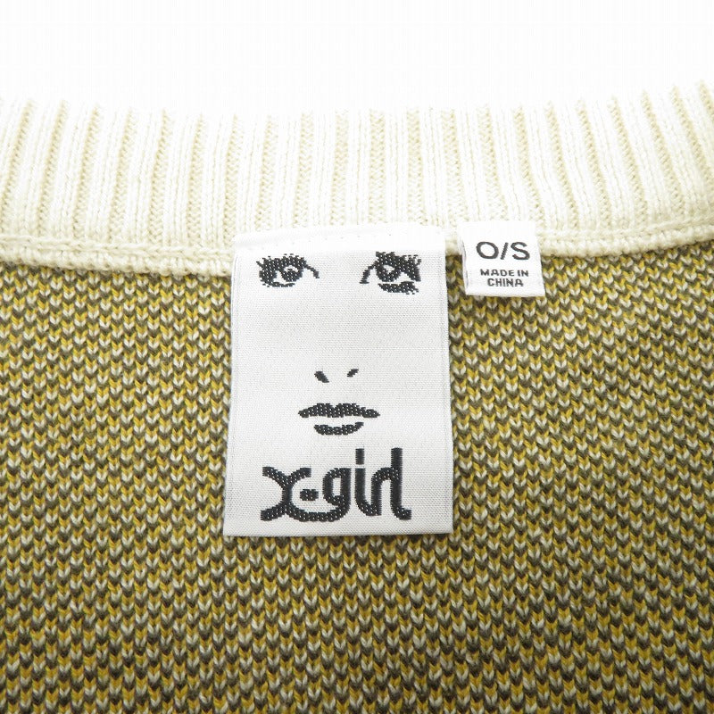 【中古】X-girl | エックスガール POP LOGO JACQUARD KNIT TOP ニット 105243015003 ベージュ サイズ：FreeSize【瀬戸大橋店】