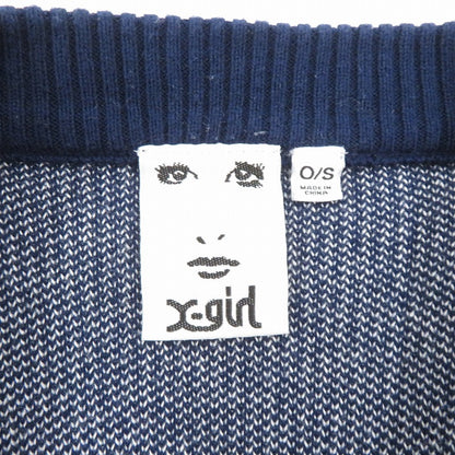 【中古】X-girl | エックスガール CURSIVE LOGO AND FACE ニット 105261015001 ネイビー サイズ：FreeSize【瀬戸大橋店】