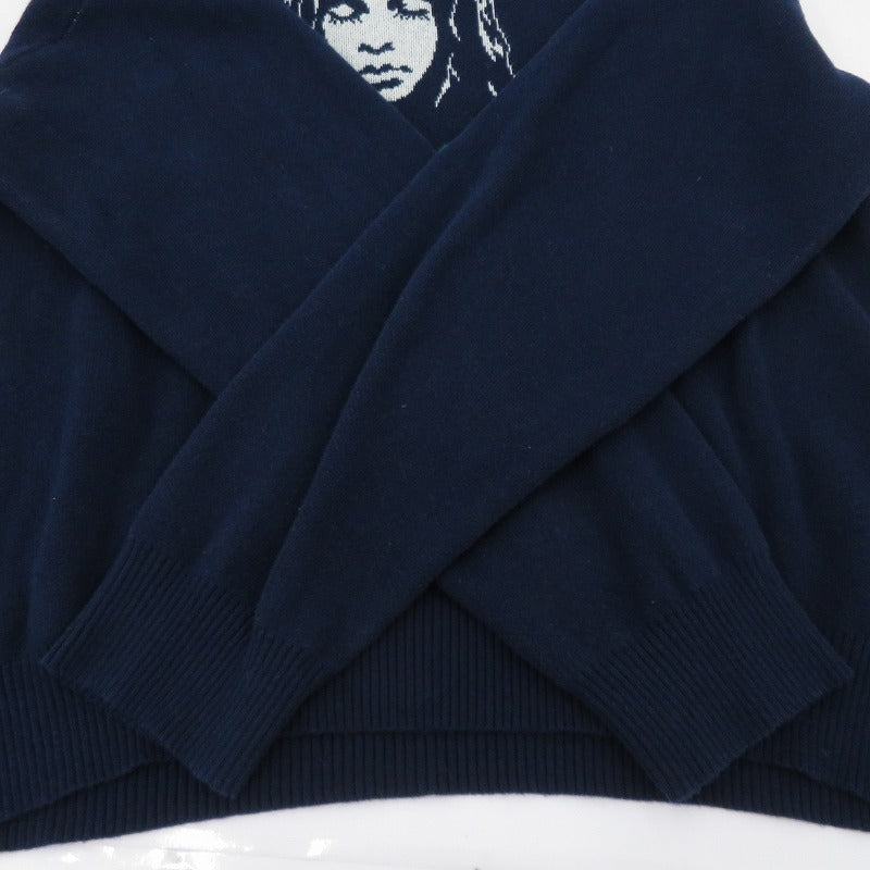 【中古】X-girl | エックスガール CURSIVE LOGO AND FACE ニット 105261015001 ネイビー サイズ：FreeSize【瀬戸大橋店】