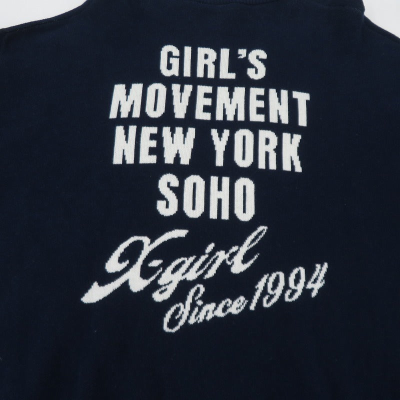 【中古】X-girl | エックスガール CURSIVE LOGO AND FACE ニット 105261015001 ネイビー サイズ：FreeSize【瀬戸大橋店】