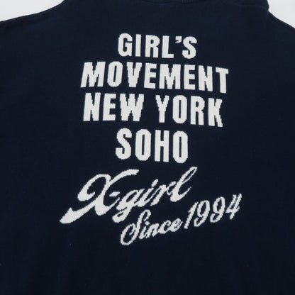 【中古】X-girl | エックスガール CURSIVE LOGO AND FACE ニット 105261015001 ネイビー サイズ：FreeSize【瀬戸大橋店】