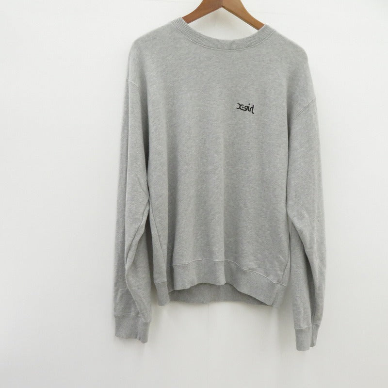 【中古】X-girl | エックスガール FACE PATCH AND LOGO CREWNECK SWEAT TOP スウェット 105254012013 グレー サイズ：L【瀬戸大橋店】