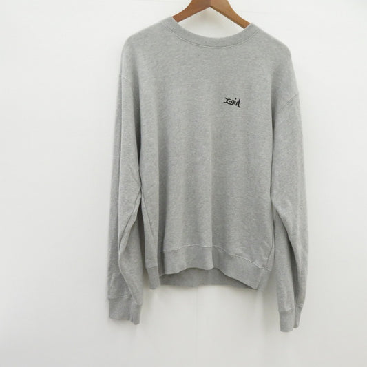 【中古】X-girl | エックスガール FACE PATCH AND LOGO CREWNECK SWEAT TOP スウェット 105254012013 グレー サイズ：L【瀬戸大橋店】