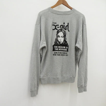 【中古】X-girl | エックスガール FACE PATCH AND LOGO CREWNECK SWEAT TOP スウェット 105254012013 グレー サイズ：L【瀬戸大橋店】