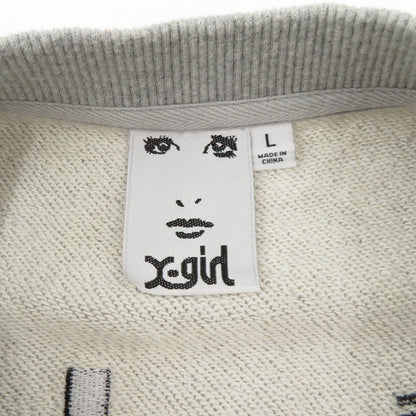 【中古】X-girl | エックスガール FACE PATCH AND LOGO CREWNECK SWEAT TOP スウェット 105254012013 グレー サイズ：L【瀬戸大橋店】