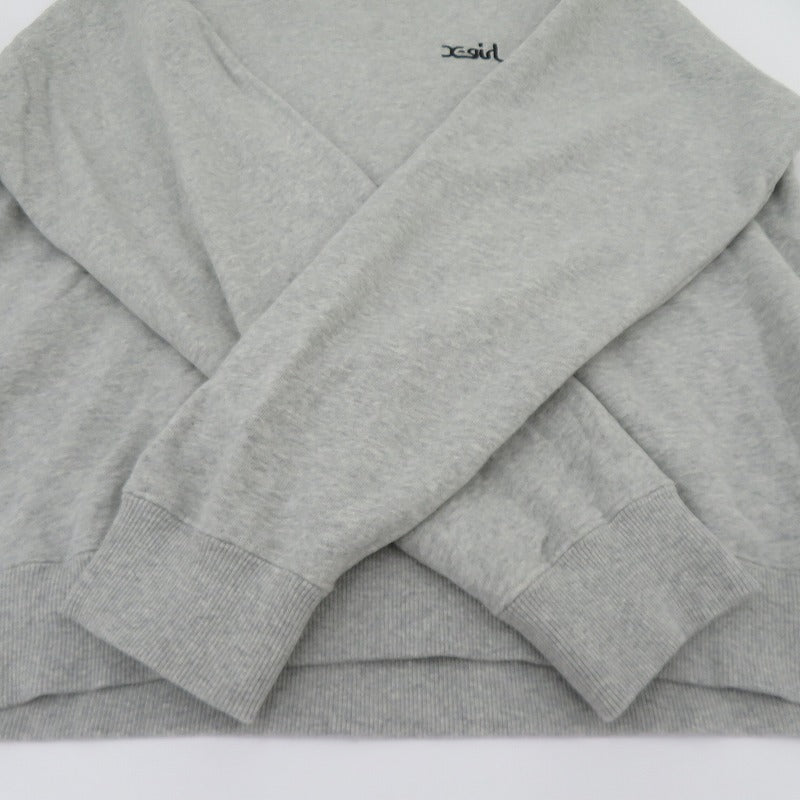 【中古】X-girl | エックスガール FACE PATCH AND LOGO CREWNECK SWEAT TOP スウェット 105254012013 グレー サイズ：L【瀬戸大橋店】