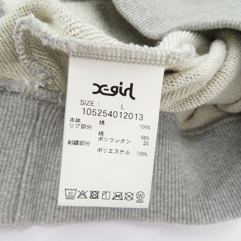 【中古】X-girl | エックスガール FACE PATCH AND LOGO CREWNECK SWEAT TOP スウェット 105254012013 グレー サイズ：L【瀬戸大橋店】