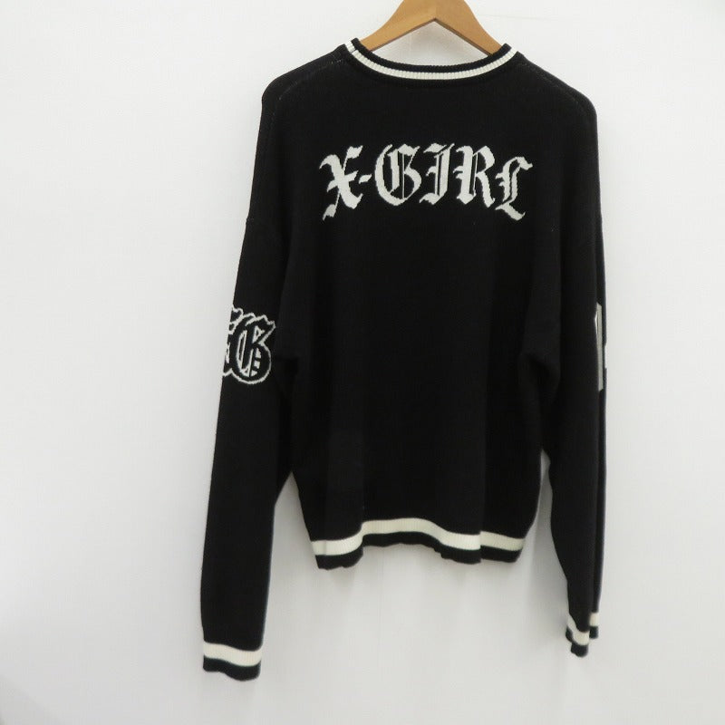【中古】X-girl | エックスガール NUMBERING JACQUARD ニット 105254015005 ブラック サイズ：FreeSize【瀬戸大橋店】