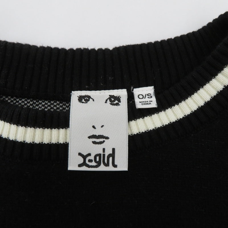 【中古】X-girl | エックスガール NUMBERING JACQUARD ニット 105254015005 ブラック サイズ：FreeSize【瀬戸大橋店】