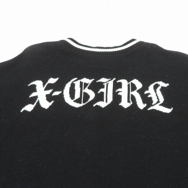 【中古】X-girl | エックスガール NUMBERING JACQUARD ニット 105254015005 ブラック サイズ：FreeSize【瀬戸大橋店】