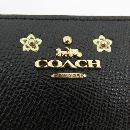 COACH | コーチ フローラル リベット スモール ジップアラウンドウォレット 二つ折り財布 G1877-F39125 クロスグレインレザー ブラック【瀬戸大橋店】