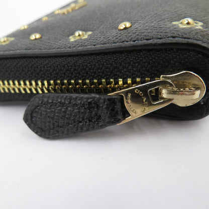 COACH | コーチ フローラル リベット スモール ジップアラウンドウォレット 二つ折り財布 G1877-F39125 クロスグレインレザー ブラック【瀬戸大橋店】