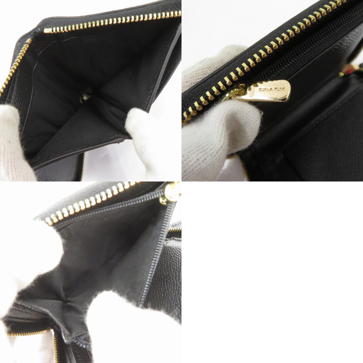 COACH | コーチ フローラル リベット スモール ジップアラウンドウォレット 二つ折り財布 G1877-F39125 クロスグレインレザー ブラック【瀬戸大橋店】