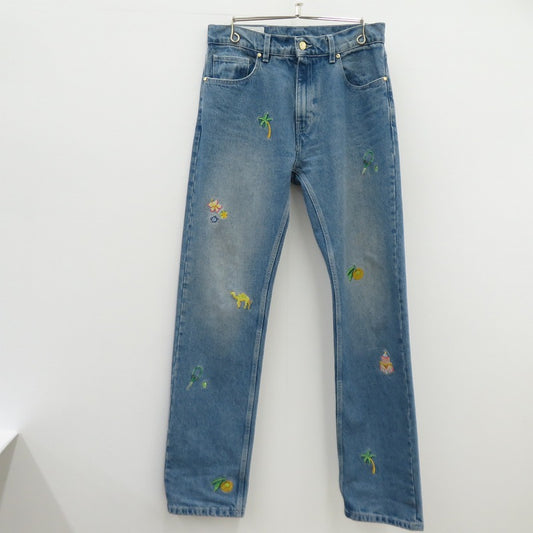 CASABLANCA | カサブランカ STONE WASH DENIM EMBROIDERED MOTIF JEAN デニムパンツ MPS24-TR-002-02 ライトブルー サイズ：30【瀬戸大橋店】