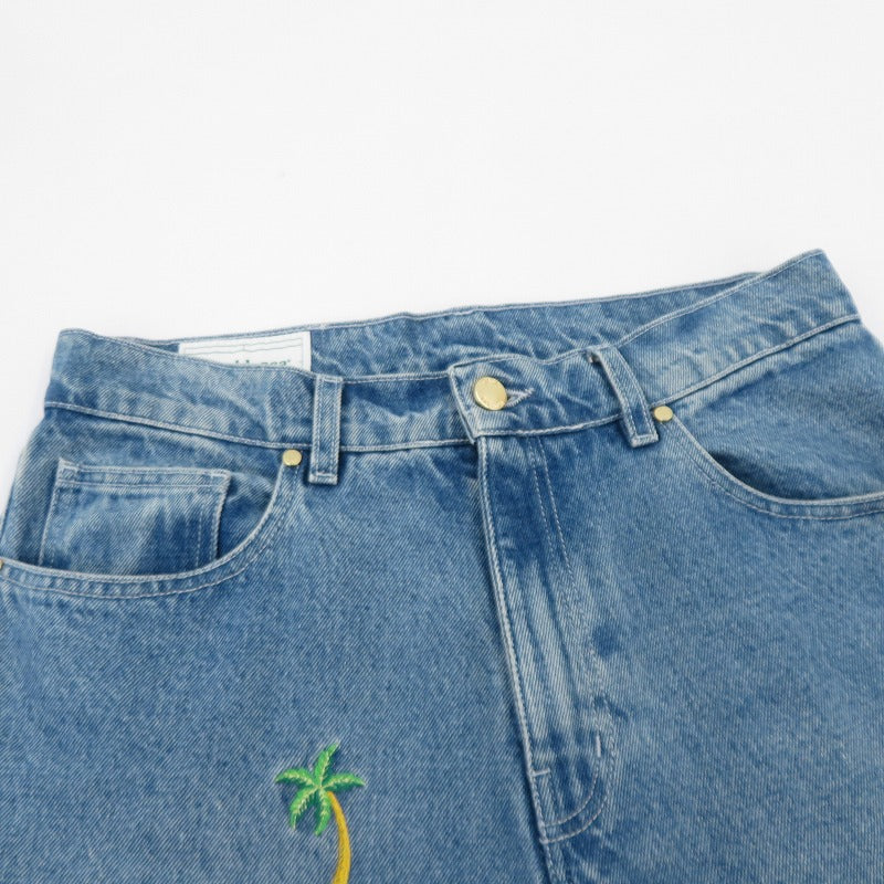 CASABLANCA | カサブランカ STONE WASH DENIM EMBROIDERED MOTIF JEAN デニムパンツ MPS24-TR-002-02 ライトブルー サイズ：30【瀬戸大橋店】