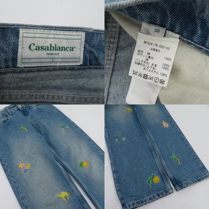 CASABLANCA | カサブランカ STONE WASH DENIM EMBROIDERED MOTIF JEAN デニムパンツ MPS24-TR-002-02 ライトブルー サイズ：30【瀬戸大橋店】