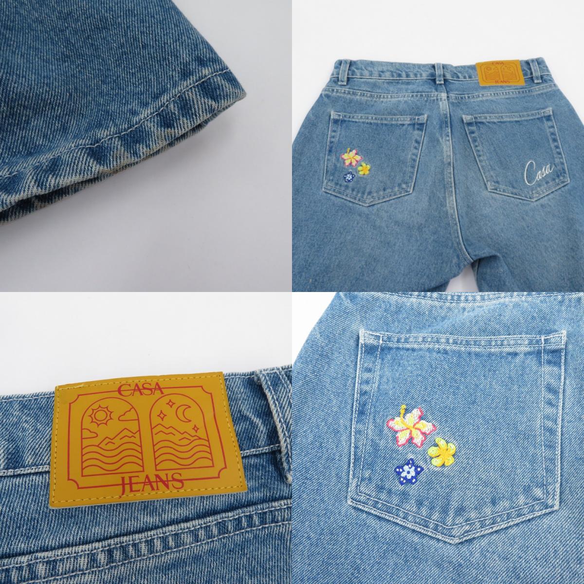 CASABLANCA | カサブランカ STONE WASH DENIM EMBROIDERED MOTIF JEAN デニムパンツ MPS24-TR-002-02 ライトブルー サイズ：30【瀬戸大橋店】