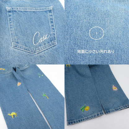 CASABLANCA | カサブランカ STONE WASH DENIM EMBROIDERED MOTIF JEAN デニムパンツ MPS24-TR-002-02 ライトブルー サイズ：30【瀬戸大橋店】