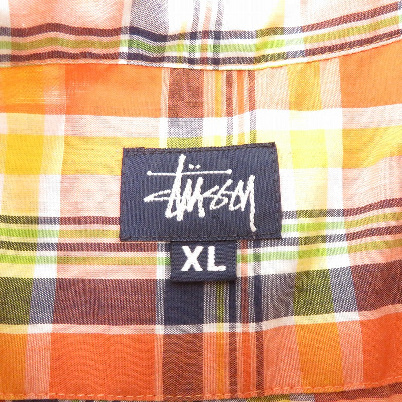 STUSSY | ステューシー OLD STUSSY/半袖チェックシャツ 半袖シャツ オレンジ サイズ：XL【瀬戸大橋店】