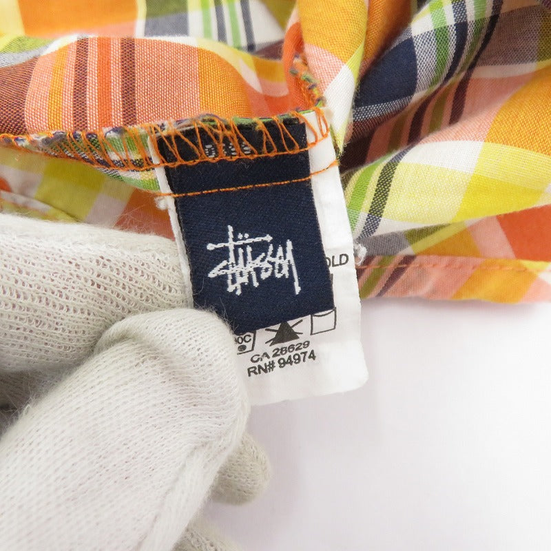 STUSSY | ステューシー OLD STUSSY/半袖チェックシャツ 半袖シャツ オレンジ サイズ：XL【瀬戸大橋店】
