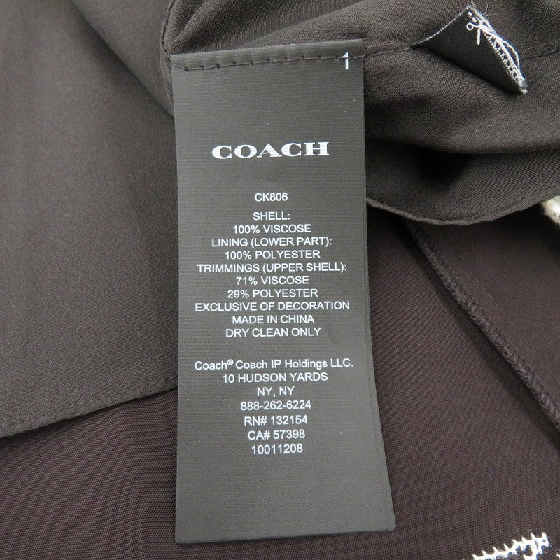 COACH | コーチ ベビードール ドレス・ベルベット ボウ ワンピース ck806 ブラック サイズ：4【瀬戸大橋店】