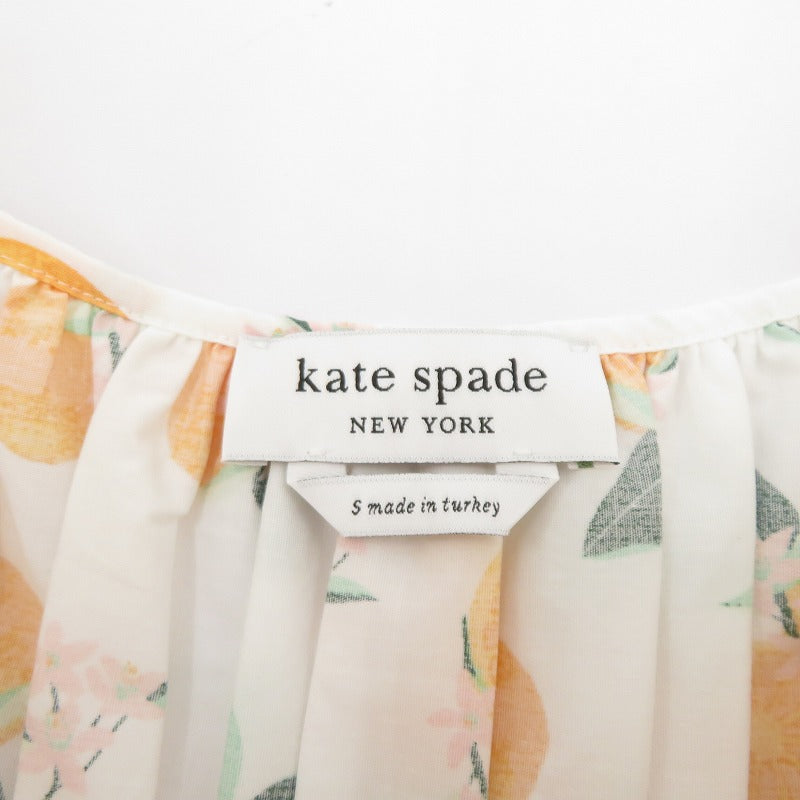 kate spade NEW YORK | ケイトスペードニューヨーク オレンジ トス スクエア ネック ミディ ドレス ワンピース ホワイト サイズ：S【瀬戸大橋店】