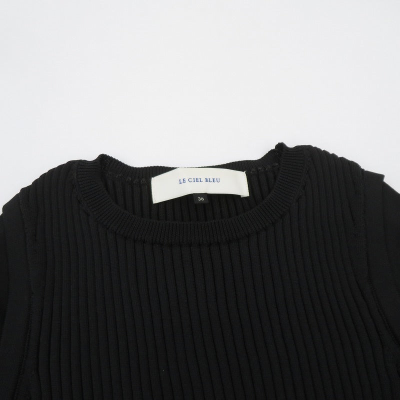 LE CIEL BLEU | ルシェルブルー コクーンニットドレス ワンピース 24S65415 ブラック サイズ：36【瀬戸大橋店】