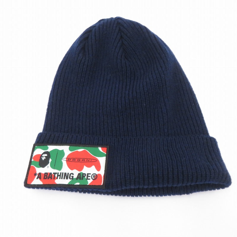 A BATHING APE | アベイシングエイプ BAPE PAGANI LOGO BEANIE ニットキャップ ネイビー サイズ：FreeSize【瀬戸大橋店】