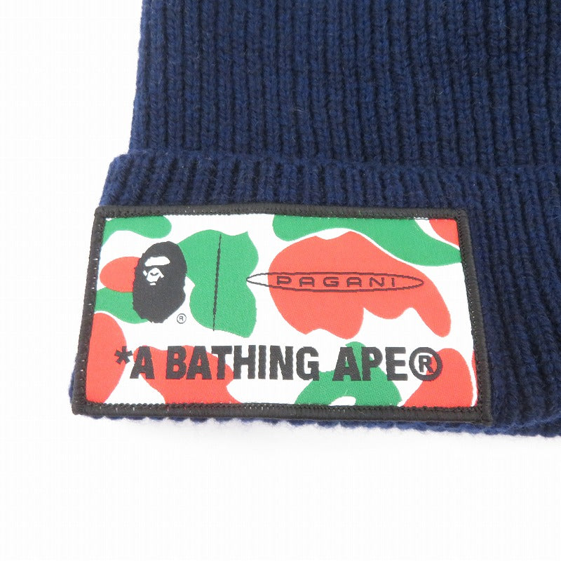 A BATHING APE | アベイシングエイプ BAPE PAGANI LOGO BEANIE ニットキャップ ネイビー サイズ：FreeSize【瀬戸大橋店】