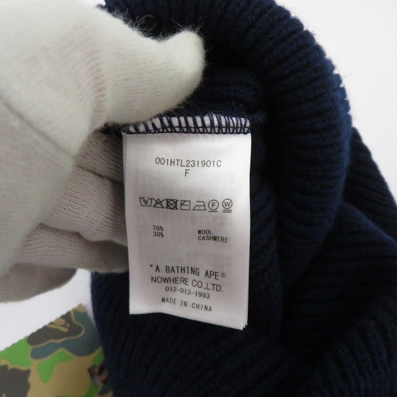 A BATHING APE | アベイシングエイプ BAPE PAGANI LOGO BEANIE ニットキャップ ネイビー サイズ：FreeSize【瀬戸大橋店】