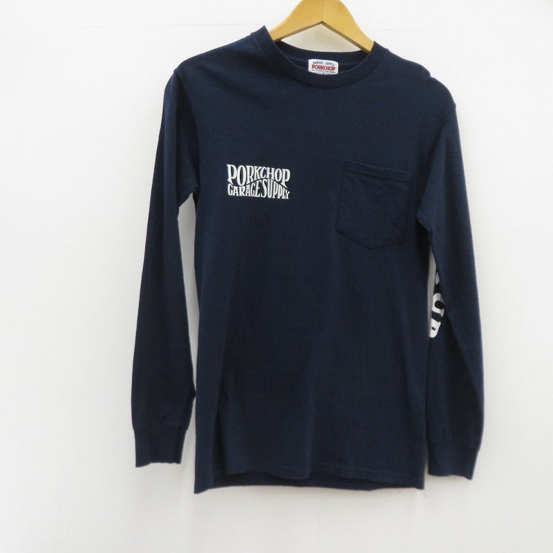 PORK CHOP | ポークチョップ WAVE LOGO L/S TEE 長袖Ｔシャツ ネイビー サイズ：S【瀬戸大橋店】