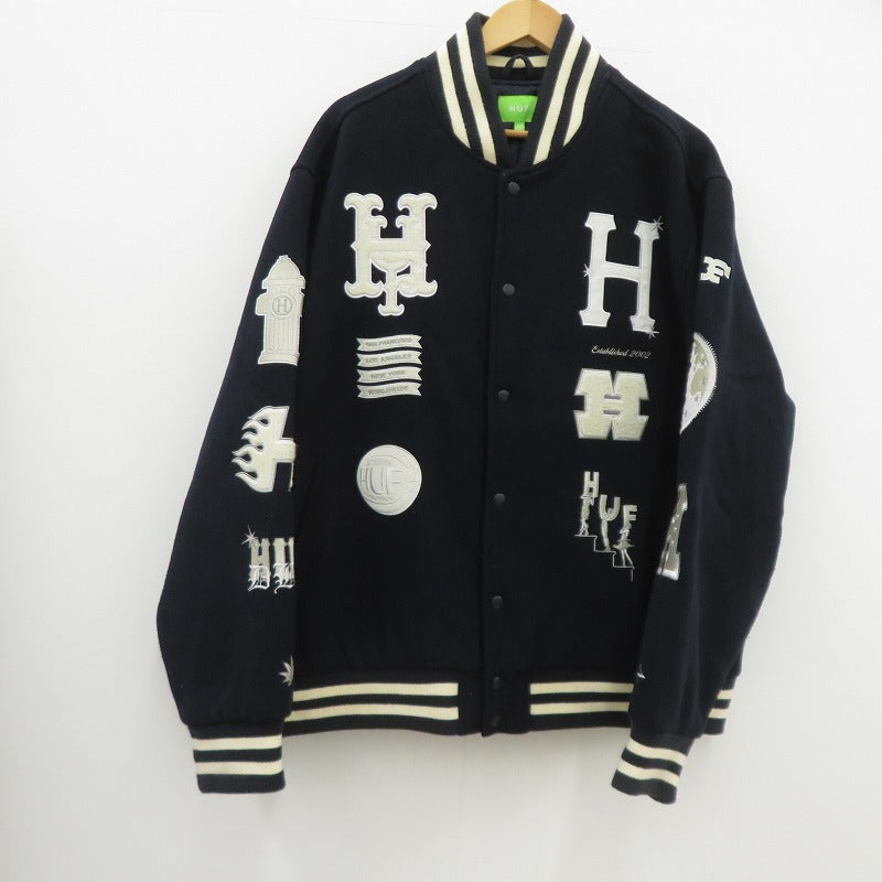 HUF | ハフ 20 YEAR CLASSIC H VARSITY JACKET スタジャン JK00368 ネイビー サイズ：XXL【瀬戸大橋店】