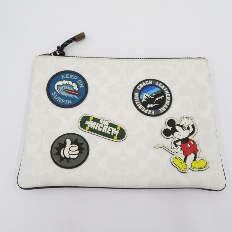 COACH | コーチ ×DISNEY シグネチャー クラッチバッグ C2080-3205 ホワイト【瀬戸大橋店】