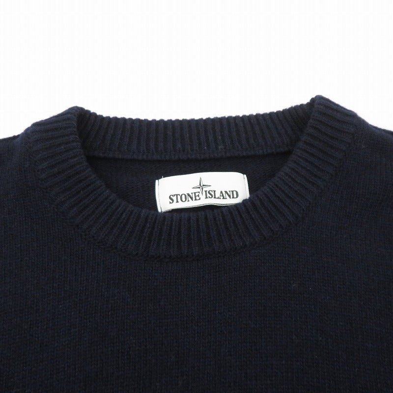 STONE ISLAND | ストーンアイランド ミドルゲージウールナイロンクルーネックニット セーター 7715508A3 ネイビー サイズ：L【瀬戸大橋店】