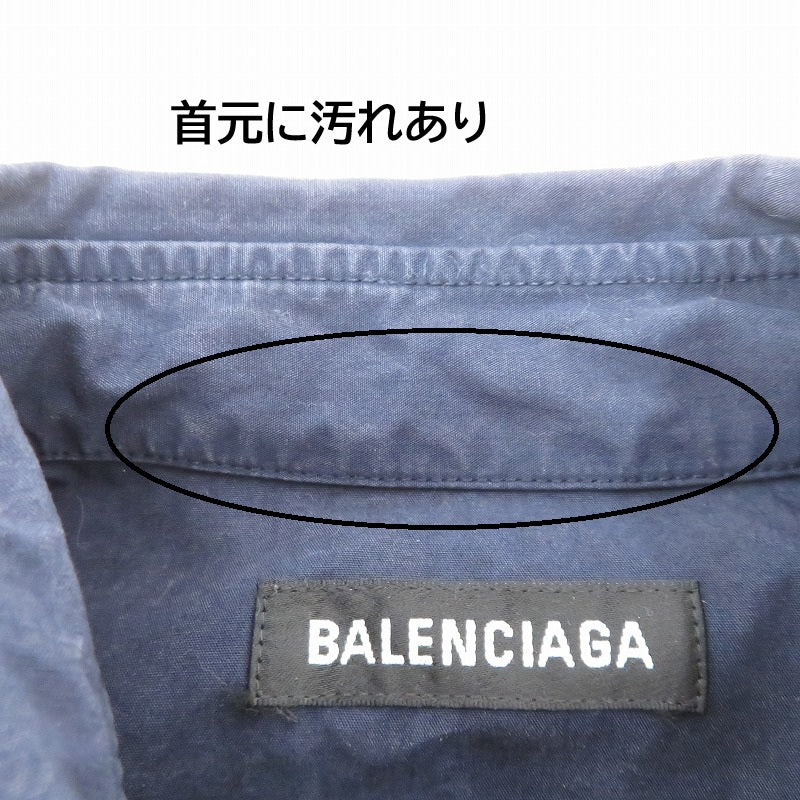 BALENCIAGA | バレンシアガ 長袖シャツ ネイビー サイズ：37【瀬戸大橋店】