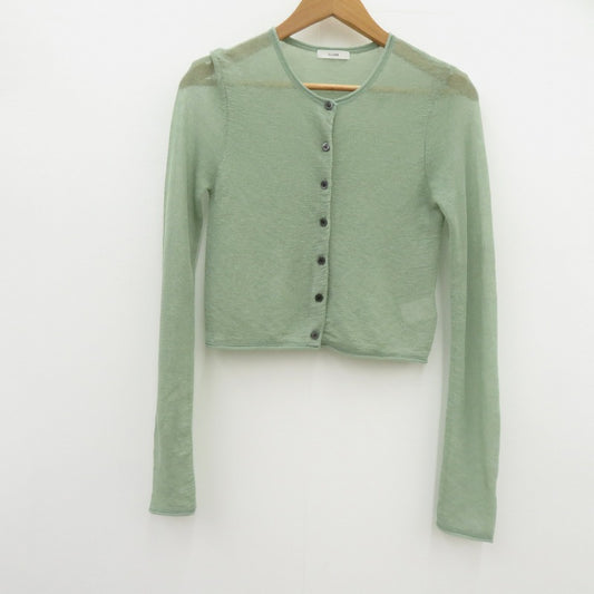 CLANE | クラネ SHEER ROLLED EDGE KNIT CARDIGAN カーディガン 19106-2042 グリーン サイズ：2【瀬戸大橋店】
